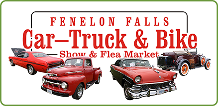Fenelon Falls Car-Truck and Bike Show header with photos of vehicles